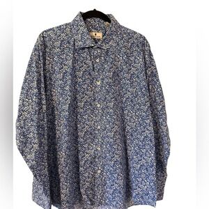 Southern Pines Long‎ Sleeve Button Down Blue Floral Print Casual Shirt Size XL